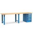 [MASTERWR3038] Banco con 6 cassetti 1x50 2x100 2x150 1x200 Master – H 890 mm – 3000 × 750 × 890 mm, Blu + Grigio antracite (RAL 5012+7016)