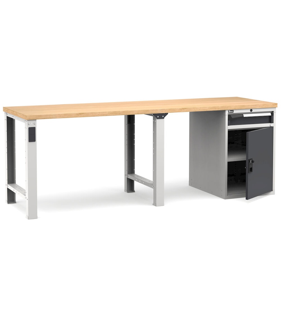 [MASTERWR2543] Banco con porta con 1 cassetto 1x100 1xPR Master – H 890 mm – 2500 × 750 × 890 mm, Grigio chiaro + Grigio antracite (RAL 7035+7016)