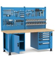 [MASTERWR2054] Banco con porta con 5 cassetti 2x75 1x100 1x150 1x200 1xPR Master – 2000 × 750 × 1708/2058 mm, Blu + Grigio antracite (RAL 5012+7016)