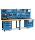 [MASTERWR3060] Banco con 9 cassetti 2x75 2x100 3x150 2x200 Master – H 1708/2058 mm – 3000 × 750 × 1708/2058 mm, Blu + Grigio antracite (RAL 5012+7016)