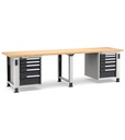 [MASTERWR3063] Banco con 11 cassetti 1x50 4x75 3x100 1x150 2x200 Master – H 765/1115 mm – 3000 × 750 × 765/1115 mm, Grigio chiaro + Grigio antracite (RAL 7035+7016)