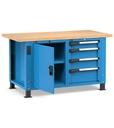[MASTERWR1568] Banco con porta con 4 cassetti 1x100 2x150 1x200 1xPR Master – H 765/1115 mm – Blu + Grigio antracite (RAL 5012+7016)