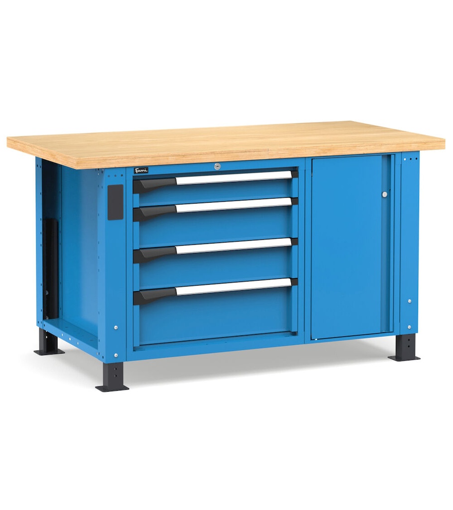 [MASTERWR1570] Banco professionale con 4 cassetti e morsa, 150 cm, blu e antracite