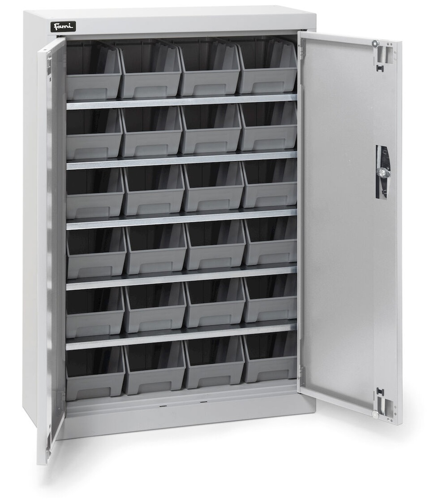 [PERFOMAK04] Armadio con porte a battente con 24 contenitori Picking Box Air – H 1001 mm – Grigio chiaro (RAL 7035)