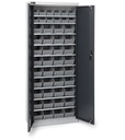 [PERFOMAK08] Armadio con porte a battente con 48 contenitori Picking Box Air – H 1651 mm – Grigio chiaro + Grigio antracite (RAL 7035+7016)