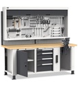 [MASTERWR2081] Banco professionale con 4 cassetti, anta, morsa e accessori, 200 cm, grigio e antracite
