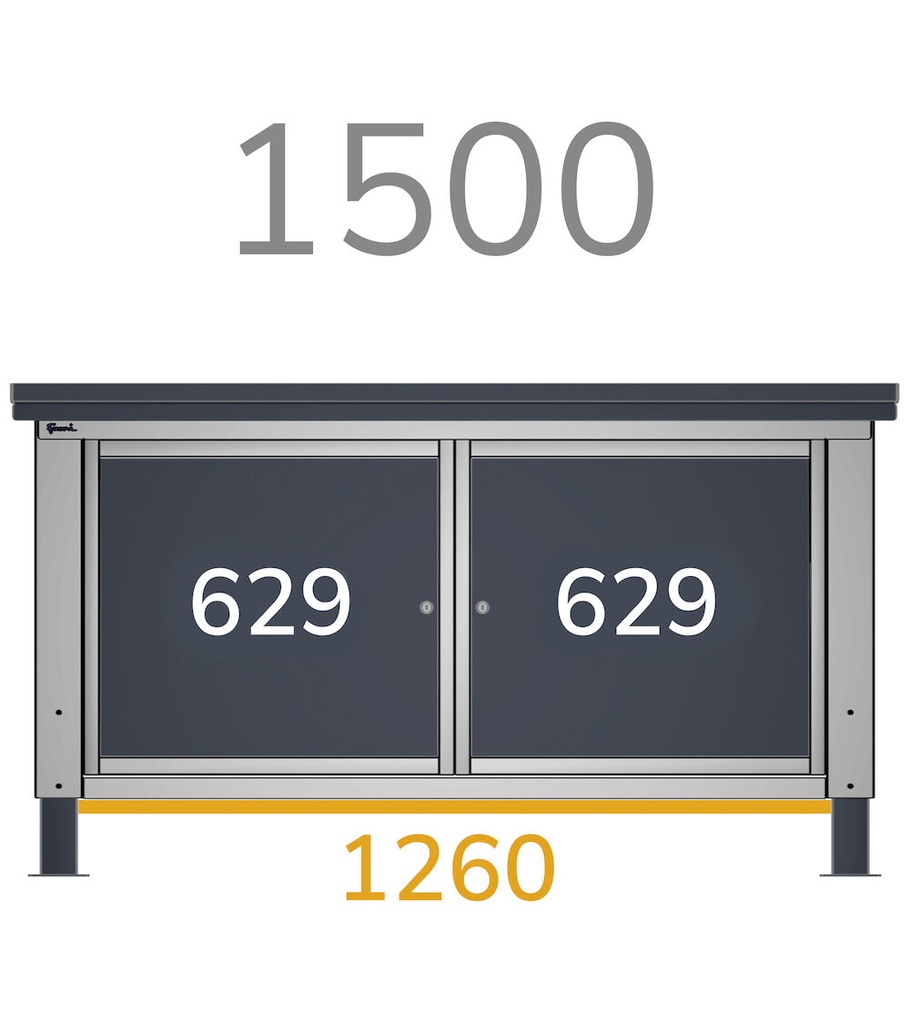 Armadio L=629 mm con 3 cassetti H=150 mm Work Up – H 570 mm – Grigio chiaro + Grigio antracite (RAL 7035+7016) – foto 3