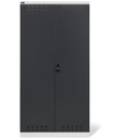Armadio caricabatterie con ante battenti in lamiera e ripiani forati, L1023 x P555 x H2000 mm – Grigio chiaro + Grigio antracite (RAL 7035+7016) – foto 2