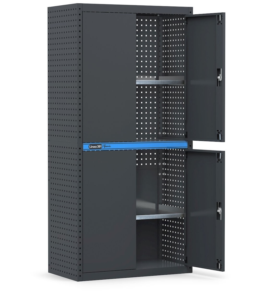 [391A03] Armadio per officina e industria ad ante a battente, L912 x P496 x H1900 mm