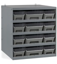 [391P67] Scaffale con 12 contenitori RK Box Air con divisori e frontalini – 500 × 500 × 545 mm