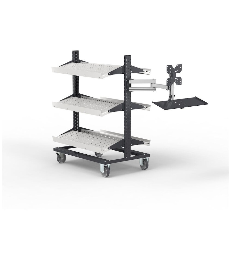 Carrello picking con braccio estensibile porta monitor e tastiera – foto 2