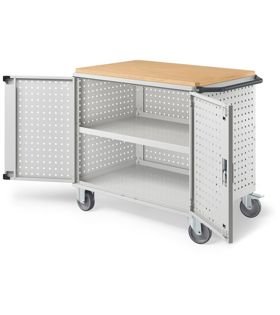 Carrello smontato con ruote Clever – 1030 × 655 × 868 mm, Grigio chiaro (RAL 7035) – foto 2