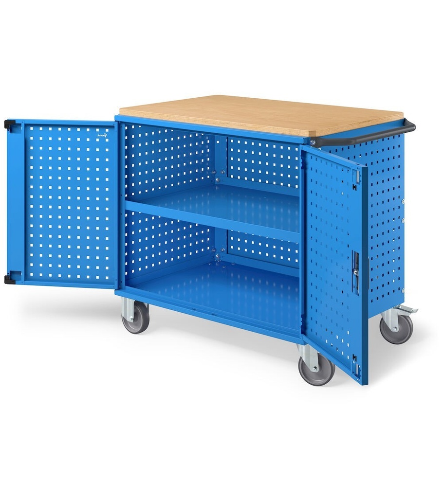 Carrello smontato con ruote Clever – 1030 × 655 × 868 mm, Blu (RAL 5012) – foto 2