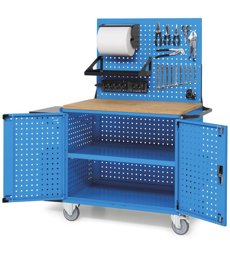Carrello smontato con ruote Clever – 1347 × 658 × 1538 mm, Blu (RAL 5012) – foto 2