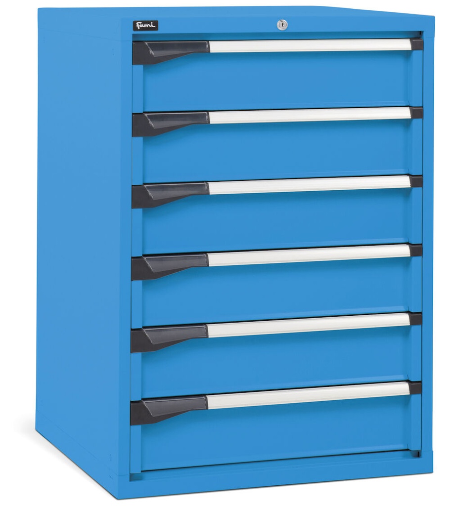 [D33A100C0100104] Cassettiera Master DE con 6 cassetti 6x150 – H 1000 mm – 714 × 726 × 1000 mm (36×36 EH), Blu (RAL 5012)