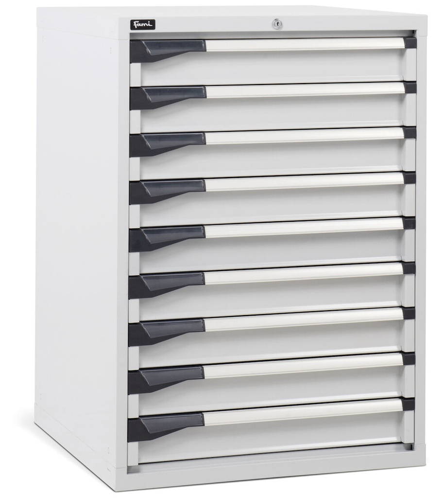 [D33A100C0100408] Cassettiera Master DE con 9 cassetti 9x100 – H 1000 mm – Grigio chiaro (RAL 7035)