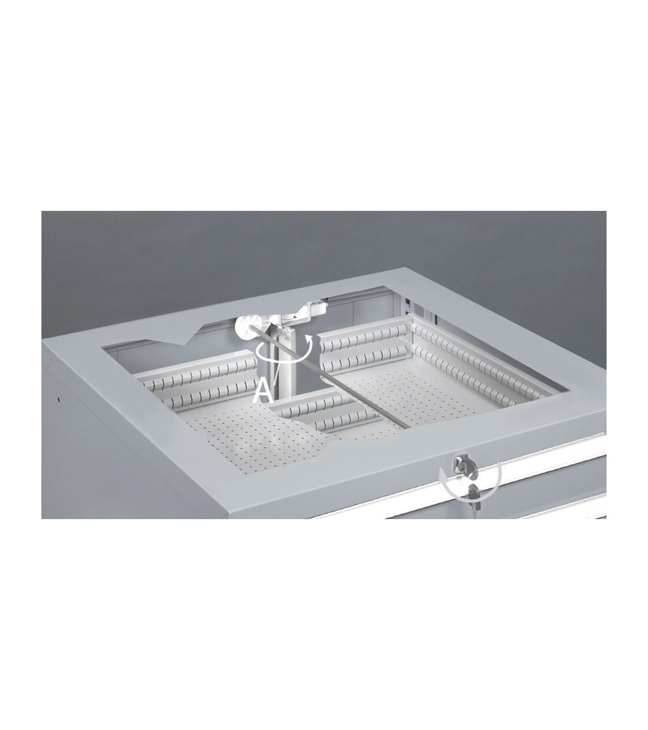 Cassettiera Master DE con 9 cassetti 9x100 – H 1000 mm – Grigio chiaro (RAL 7035) – foto 13