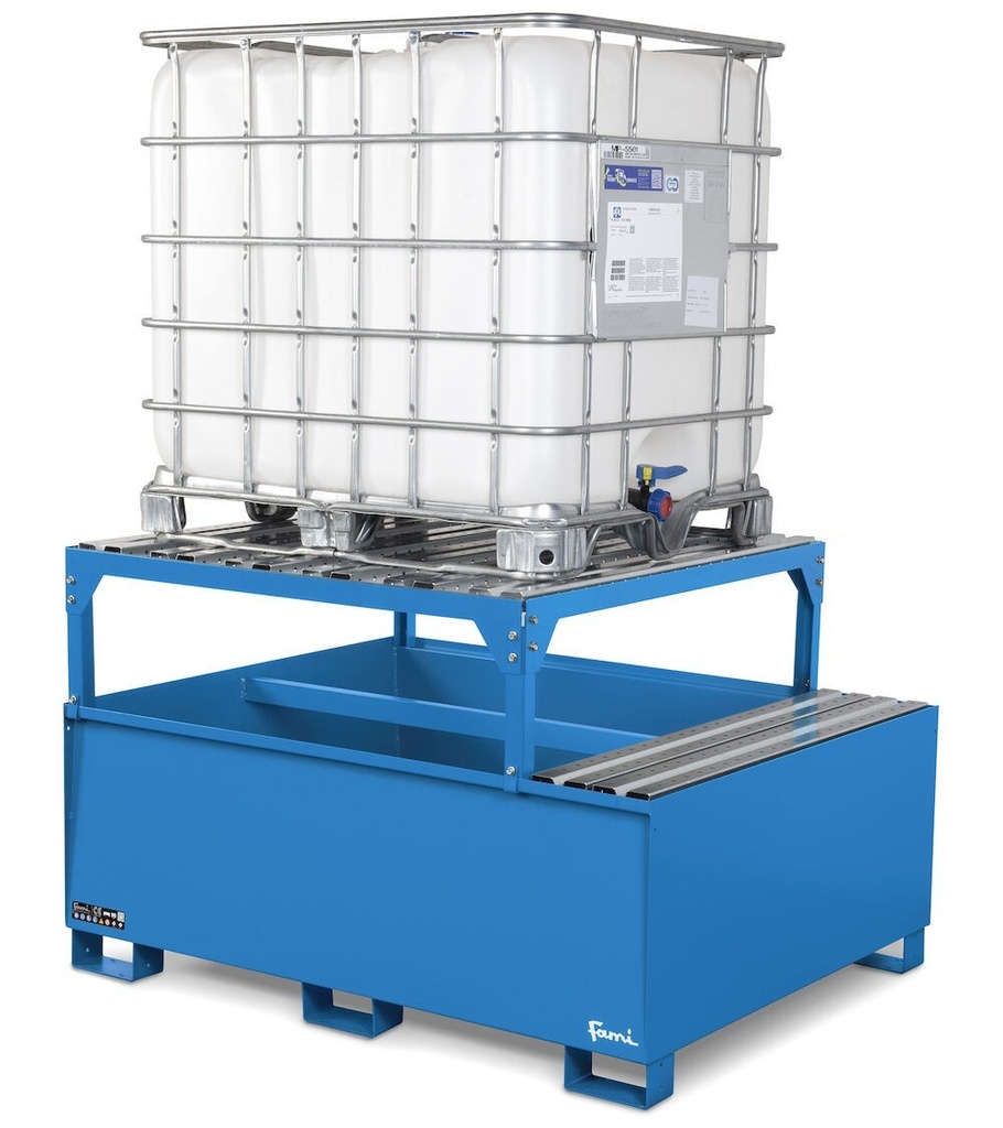 Vasca di raccolta capacità 1000 L con telaio – Blu (RAL 5012) – foto 2