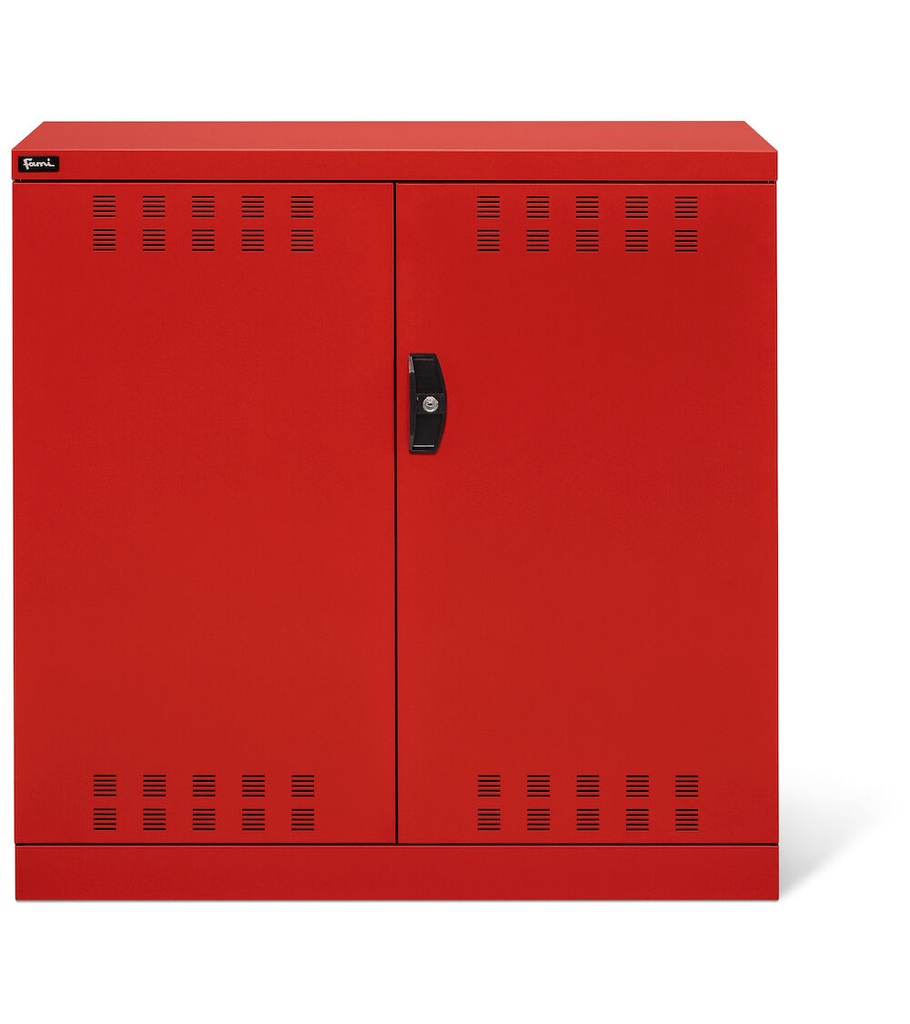 Armadio con porte a battente fessurate Perfom – Vuoto – 1023 × 555 × 1000 mm (54×27 EH), Rosso traffico (RAL 3020) – foto 2