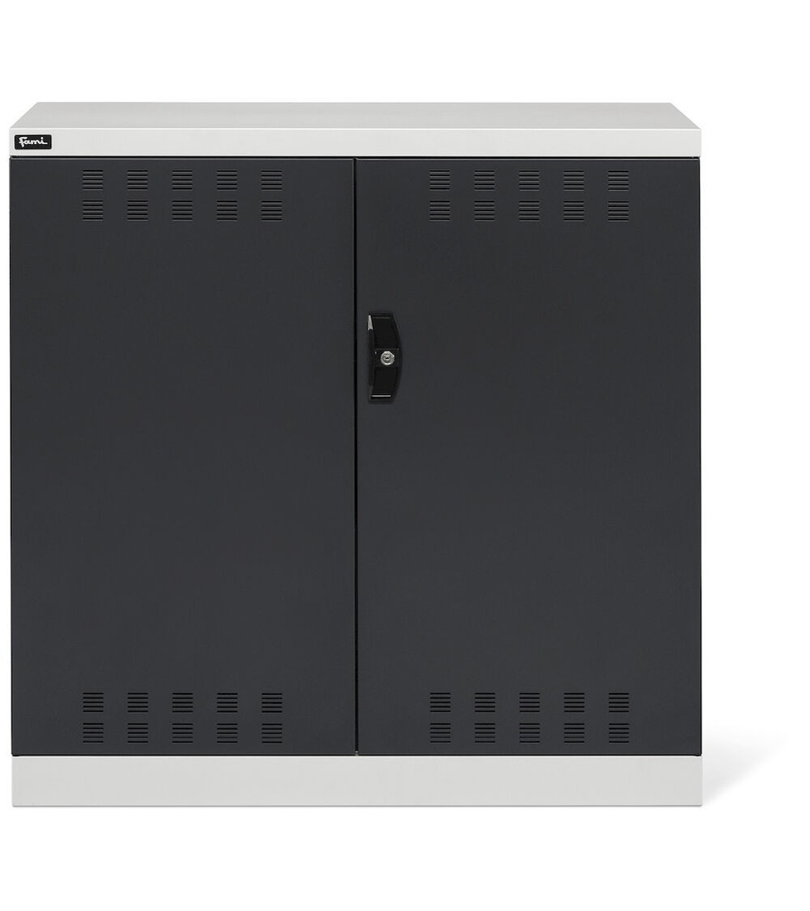Armadio con porte a battente fessurate Perfom – Vuoto – 1023 × 555 × 1000 mm (54×27 EH), Grigio chiaro + Grigio antracite (RAL 7035+7016) – foto 2