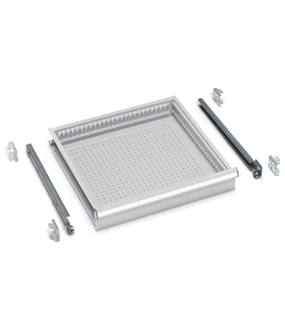 [FAC9911180008] Cassetto a estrazione semplice H=100 mm Perfom – H 100 mm – 465 × 505 × 100 mm (24×27 EH), Grigio chiaro (RAL 7035)
