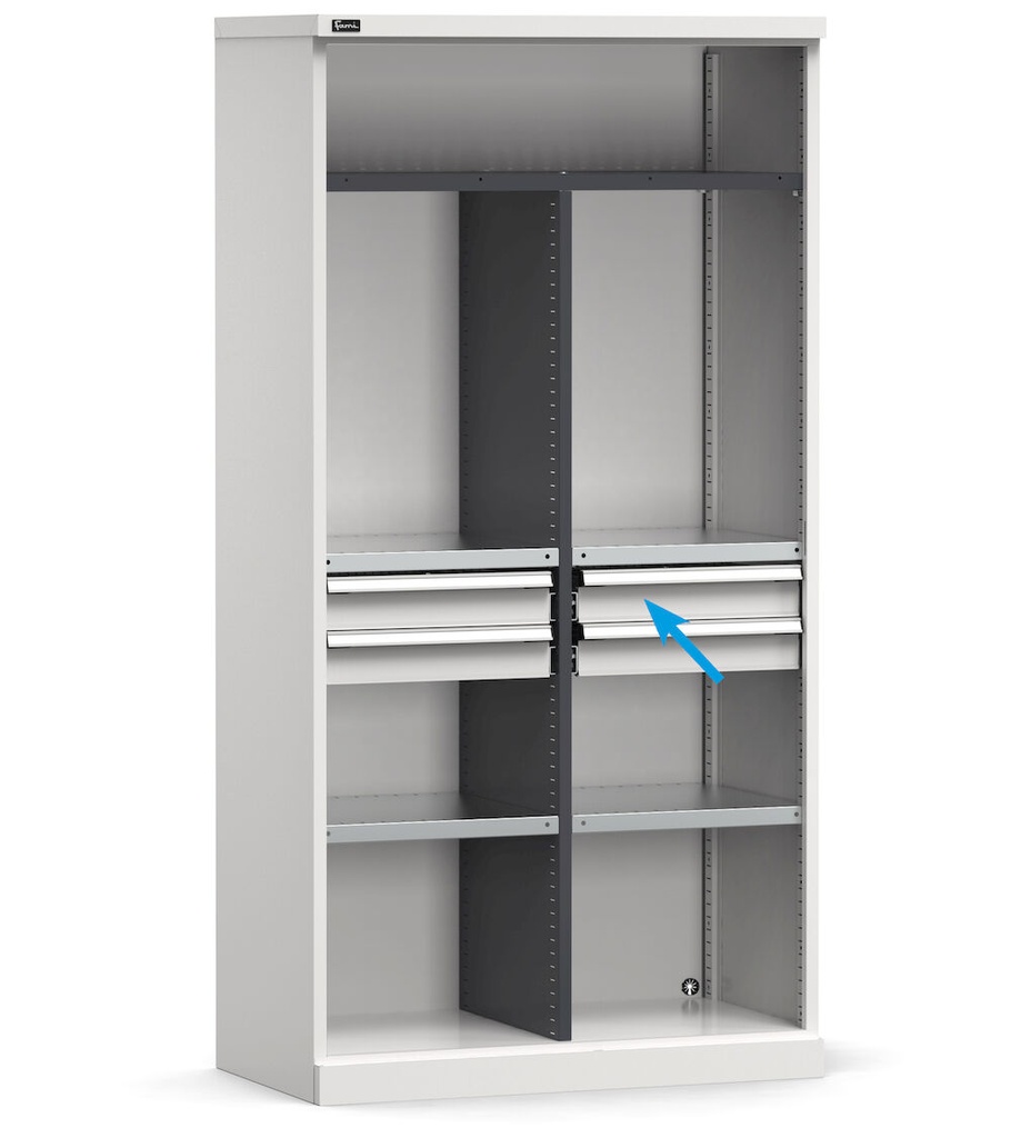 Cassetto a estrazione semplice H=100 mm Perfom – H 100 mm – 465 × 505 × 100 mm (24×27 EH), Blu (RAL 5012) – foto 2