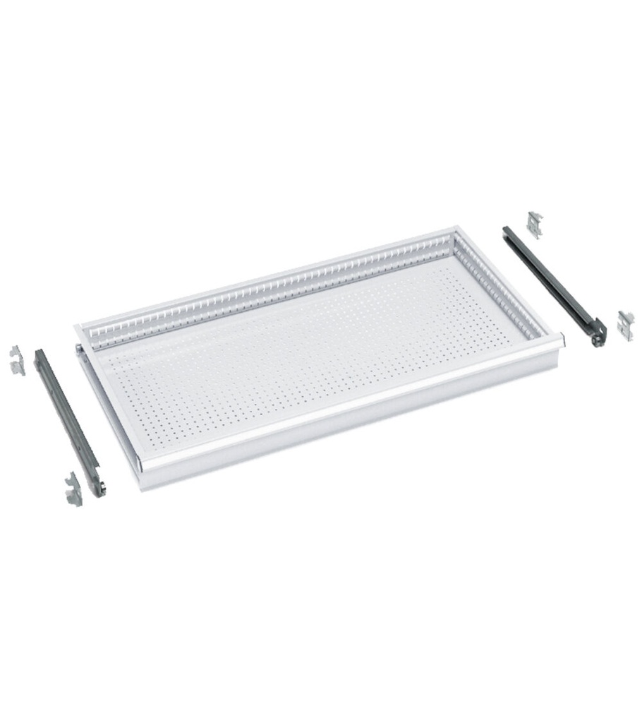 [FAC9912180008] Cassetto a estrazione semplice H=100 mm Perfom – H 100 mm – 971 × 505 × 100 mm (54×27 EH), Grigio chiaro (RAL 7035)