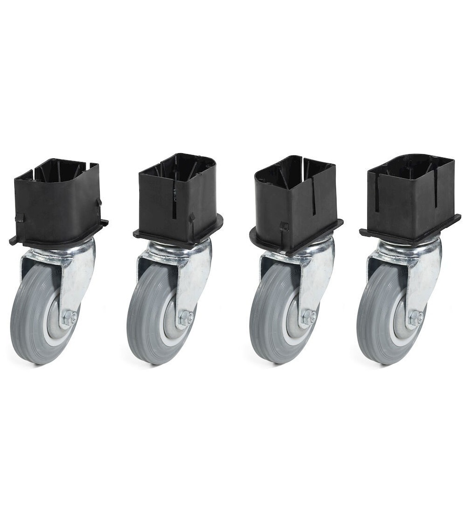 [FAX2RA125KR0001] Kit 4 ruote girevoli in gomma standard per cassoni 1200 x 800 mm, Ø 125 mm, 200 kg