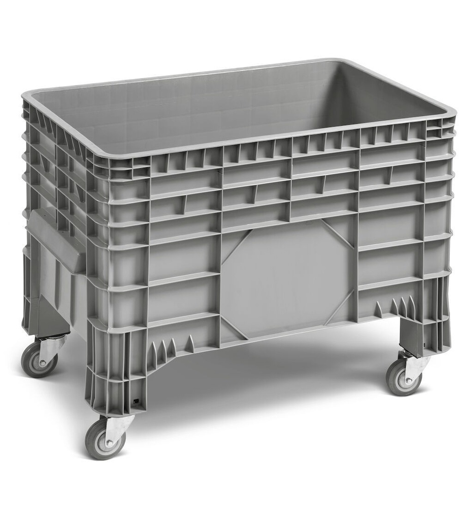 Kit 4 ruote girevoli in gomma standard per cassoni 1040 x 640 mm, Ø 100 mm, 200 kg – foto 2