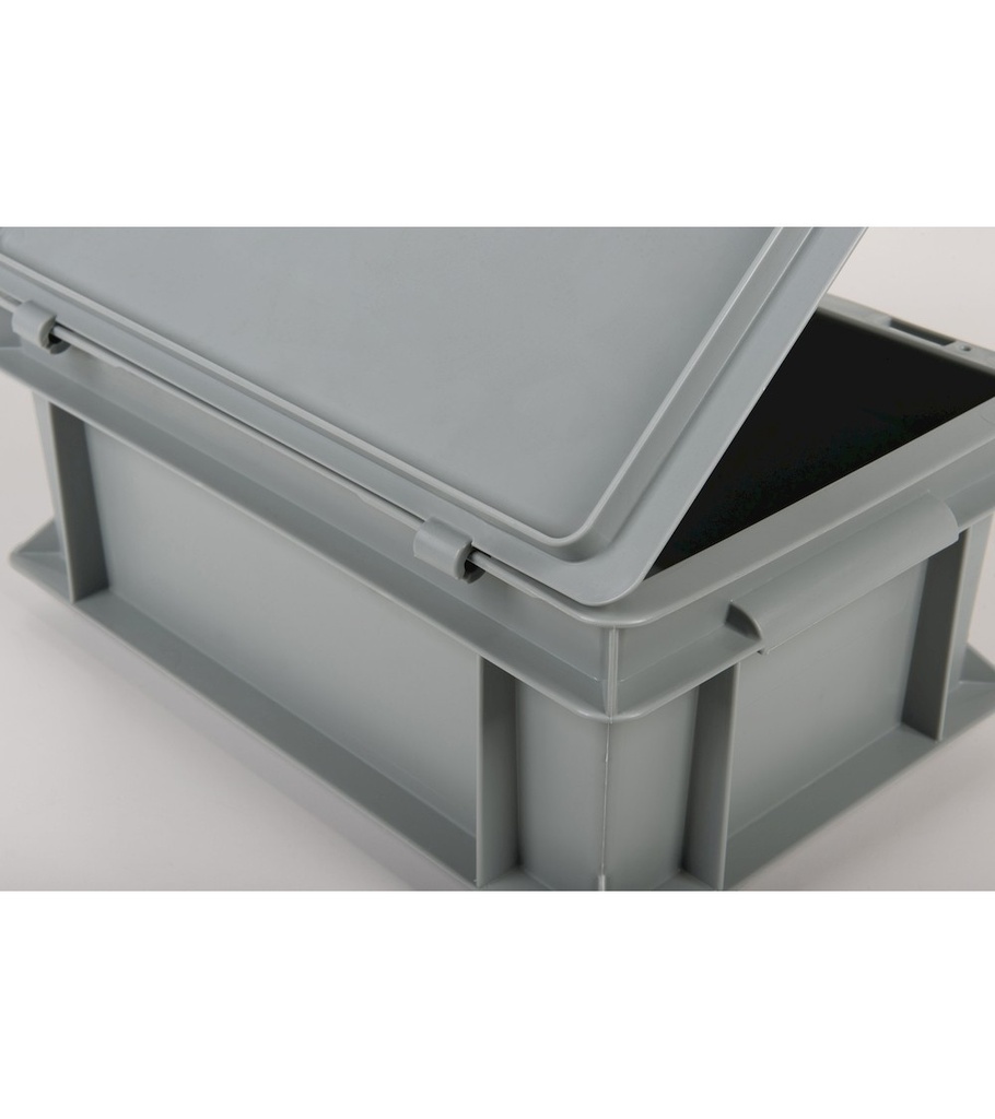 Coperchio a cerniera in polipropilene per cassetta Euro Box – H 22 mm – 400 × 300 × 22 mm – foto 3