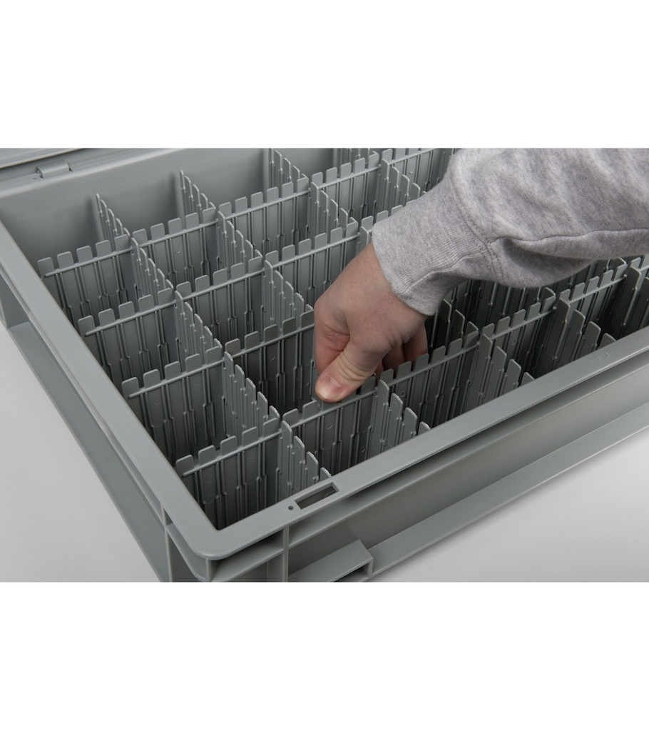 Divisorio a pettine in polipropilene per cassetta Euro Box 600x400 – H 100 mm – 352 × 4 × 100 mm – foto 4