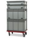 Carrello con ruote per cassetta Euro Box 600x400 – H 170 mm – Rosso – foto 4