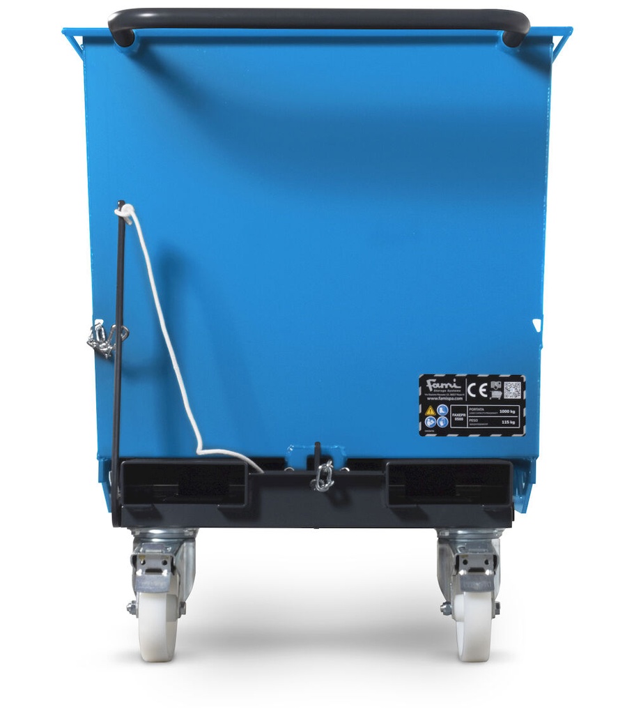 Benna portarottami ribaltabile capacità 500 L – Blu (RAL 5012) – foto 4