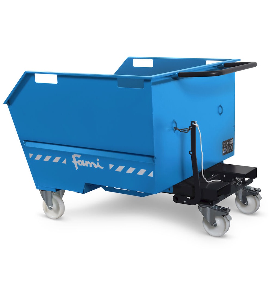 Benna portarottami ribaltabile capacità 750 L – Blu (RAL 5012) – foto 3