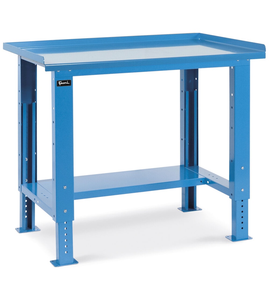 [FBG01S1000R0004] Banco smontato regolabile con piano in acciaio 2,5 mm Work Up – 1031 × 704 × 737/1062 mm, Blu (RAL 5012)