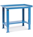 [FBG01S1000R0004] Banco smontato regolabile con piano in acciaio 2,5 mm Work Up – 1031 × 704 × 737/1062 mm, Blu (RAL 5012)