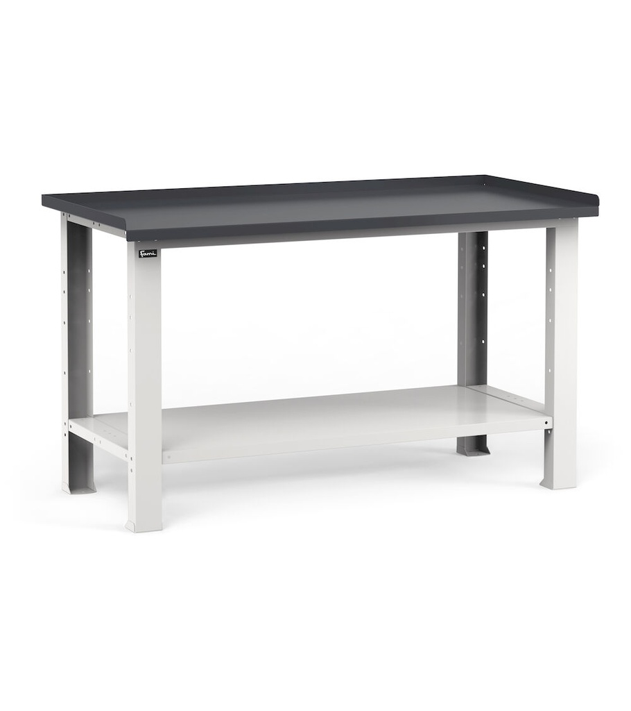 [FBG01S1500F00PD] Banco smontato con piano in acciaio 2,5 mm Work – 1507 × 704 × 887 mm, Grigio chiaro + Grigio antracite (RAL 7035+7016)