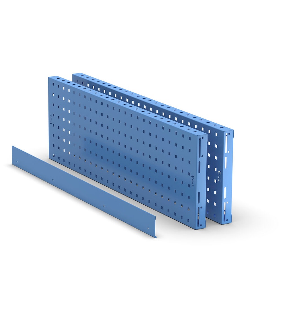 Kit 2 pannelli forati/mensole con 1 bordo fermacasse Work Look – 953 × 40 × 304 mm, Blu (RAL 5012) – foto 2
