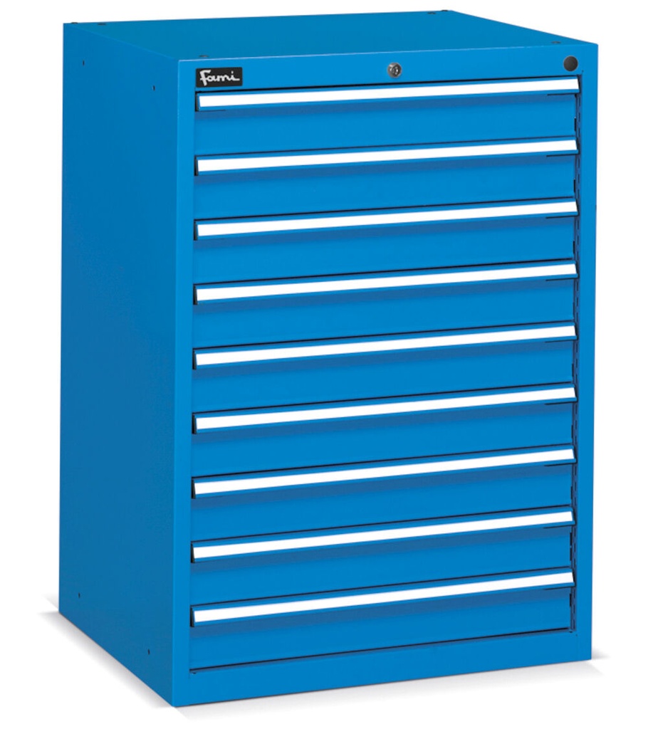 [FDF10905604] Cassettiera Flexa con 9 cassetti 9x100 – H 1002 mm – 717 × 600 × 1002 mm (36×27 EH), Blu (RAL 5012)
