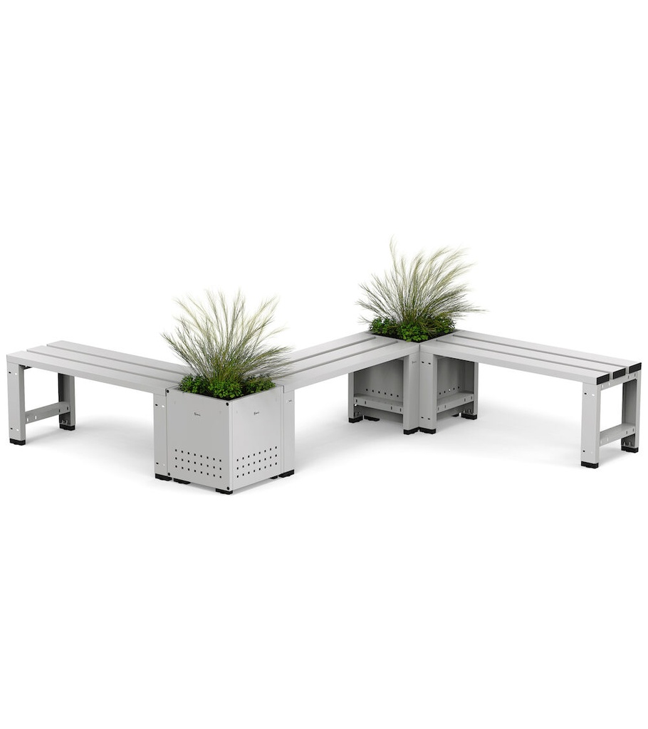 Panchina singola a 3 doghe – 1500 × 375 × 435 mm, Grigio chiaro (RAL 7035) – foto 5