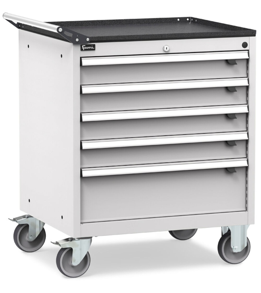 [FDGD5600108] Cassettiera Flexa con ruote con 5 cassetti 4x100 1x200 – H 921 mm – Grigio chiaro (RAL 7035)