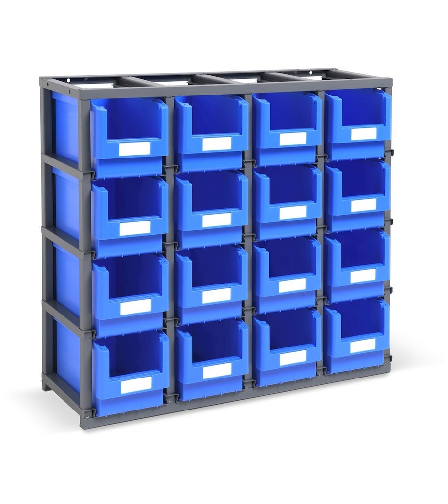 [FED30440301] Scaffale monoblocco per minuteria con 16 contenitori Picking Box Mythos, mis.  3,  L1025 x P355 x H885 mm