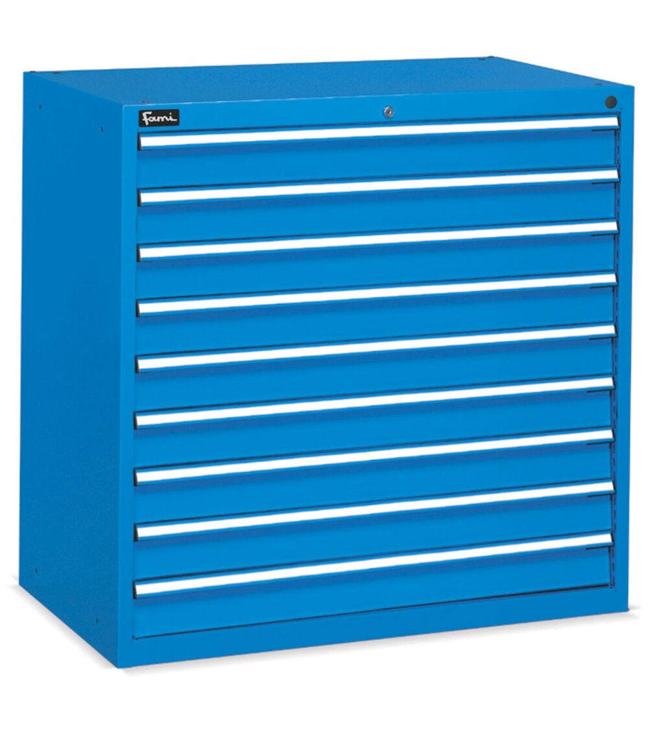 [FDL10905604] Cassettiera Flexa con 9 cassetti 9x100 – H 1002 mm – 1023 × 600 × 1002 mm (54×27 EH), Blu (RAL 5012)
