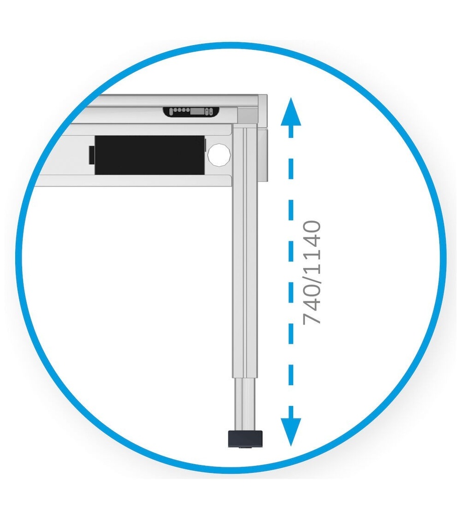 Banco smontato regolabile elettricamente Dynamic – L=1000 – 1970 × 700 × 740/1140 mm – foto 6