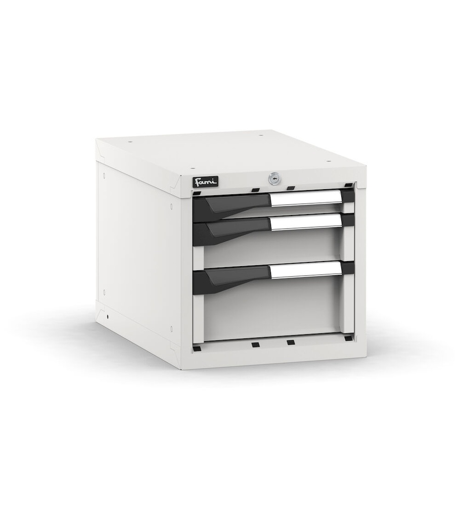 [M12A040C0100108] Cassettiera Master con 3 cassetti 1x50 1x100 1x150 – H 400 mm – 408 × 573 × 400 mm (18×27 EH), Grigio chiaro (RAL 7035)