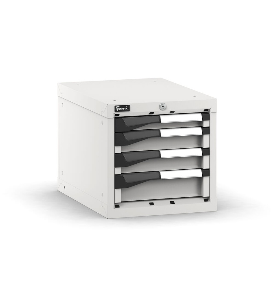 [M12A040C0100308] Cassettiera Master con 4 cassetti 1x50 2x75 1x100 – H 400 mm – 408 × 573 × 400 mm (18×27 EH), Grigio chiaro (RAL 7035)