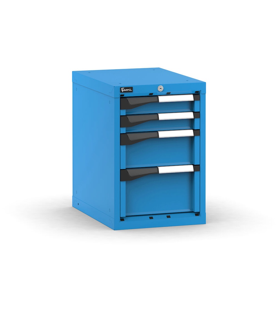 [M12A060C0102004] Cassettiera Master con 4 cassetti 2x75 1x150 1x200 – H 600 mm – 408 × 573 × 600 mm (18×27 EH), Blu (RAL 5012)
