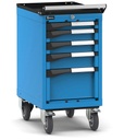 [M12R060C0102104] Armadio con ruote con 5 cassetti 1x50 2x75 1x100 1x200 Master – H 822 mm – 418 × 637 × 822 mm (18×27 EH), Blu (RAL 5012)