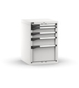 [M22A080C0105408] Cassettiera Master con 5 cassetti 1x50 2x100 1x150 1x300 – H 800 mm – 561 × 573 × 800 mm (27×27 EH), Grigio chiaro (RAL 7035)