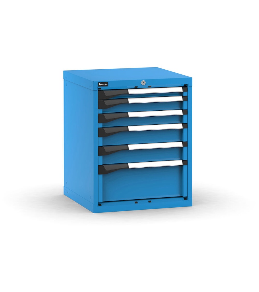[M22A070C0103204] Cassettiera Master con 6 cassetti 1x50 2x75 2x100 1x200 – H 700 mm – 561 × 573 × 700 mm (27×27 EH), Blu (RAL 5012)